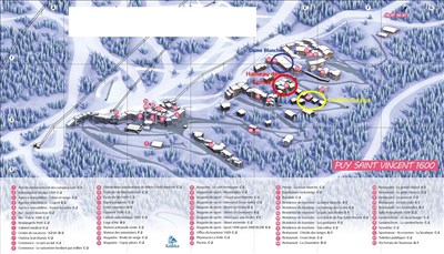 Puy Saint Vincent – Hameau des Ecrins, Chalets PSV - plánek střediska Puy St. Vincent