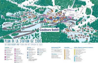 Alpe d'Huez/Oz en Oisans – Les Couleurs Soleil - plánek Oz en Oisans a umístění rezidence Couleurs Soleil