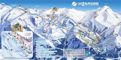 Les 2 Alpes – Cote Brune, Meijotel, Plein Sud, Vallée Blanche nebo jiné - skimapa Les2Alpes